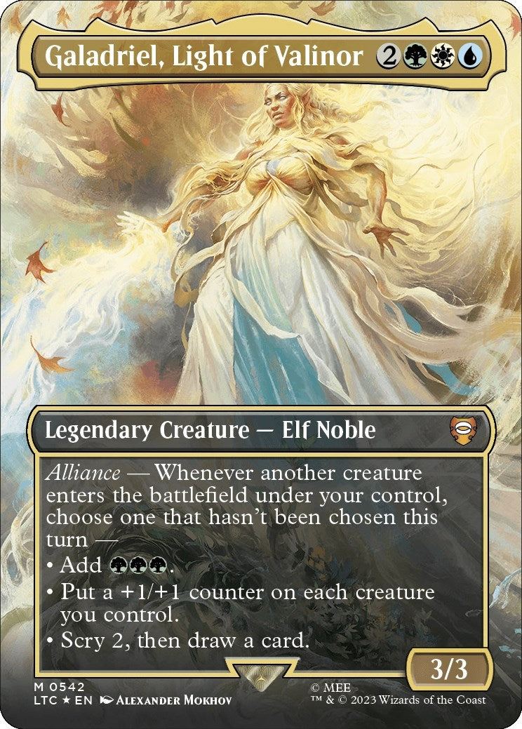 Galadriel, Light of Valinor (Borderless) (Surge Foil) (542) (LTC)