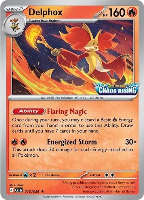 Delphox - 013/086 (Chaos Rising Stamped) (013/086) (MCAP)