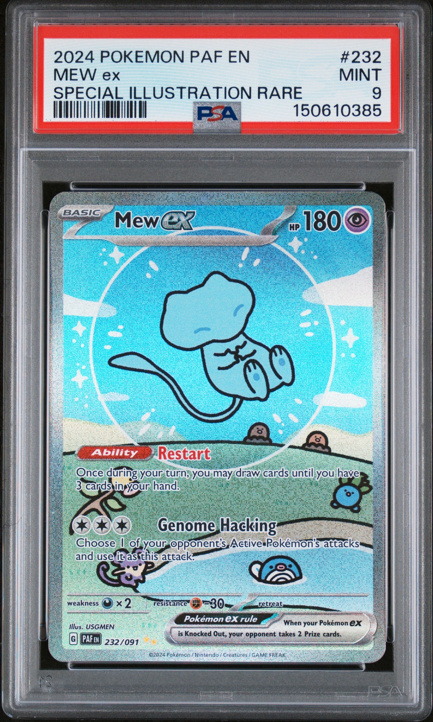MEW ex SPECIAL ILLUSTRATION RARE 2024 POKEMON PAF EN-PALDEAN FATES PSA MINT 9