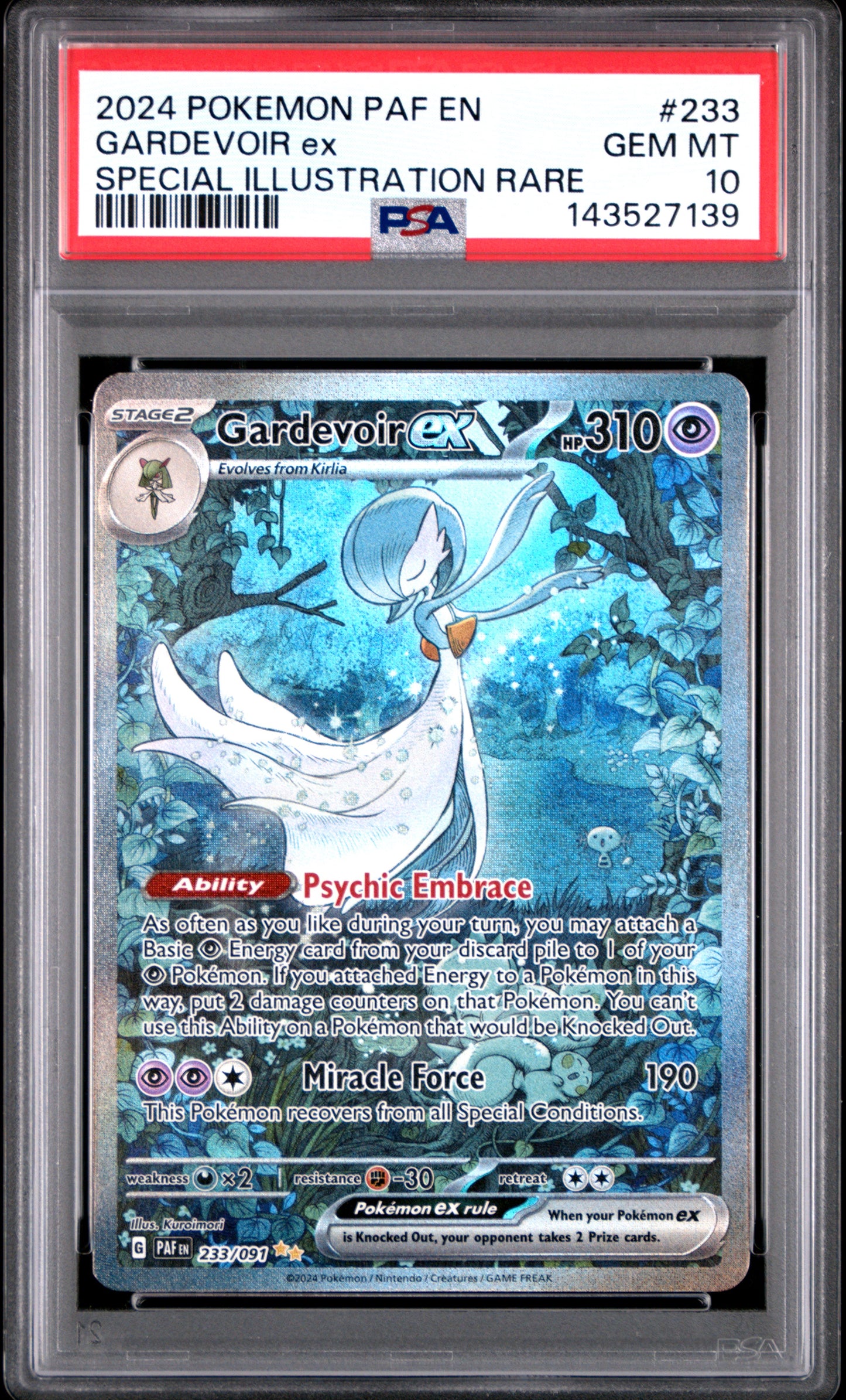 GARDEVOIR ex SPECIAL ILLUSTRATION RARE 2024 POKEMON PAF EN-PALDEAN FATES PSA GEM MT 10