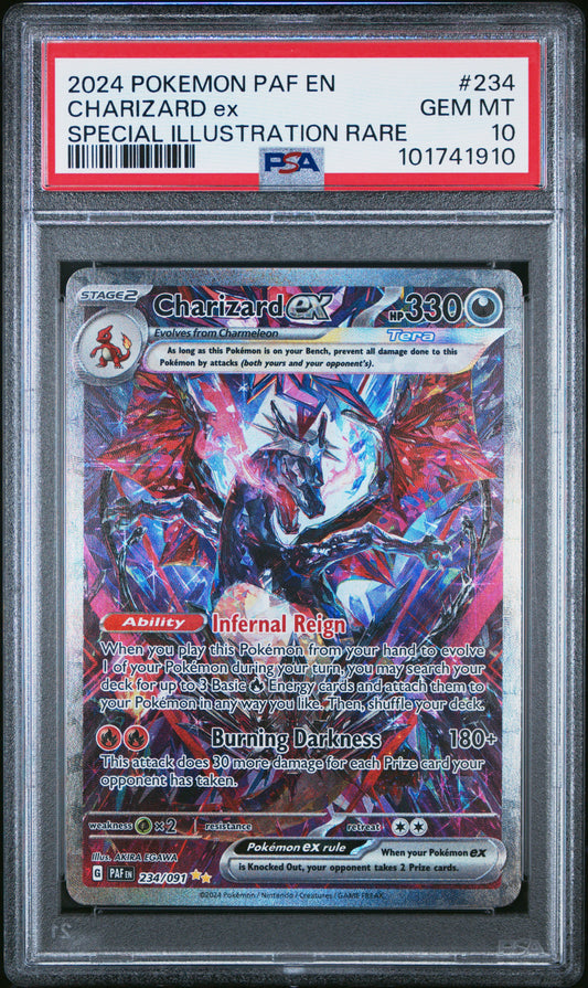 CHARIZARD ex SPECIAL ILLUSTRATION RARE 2024 POKEMON PAF EN-PALDEAN FATES PSA GEM MT 10